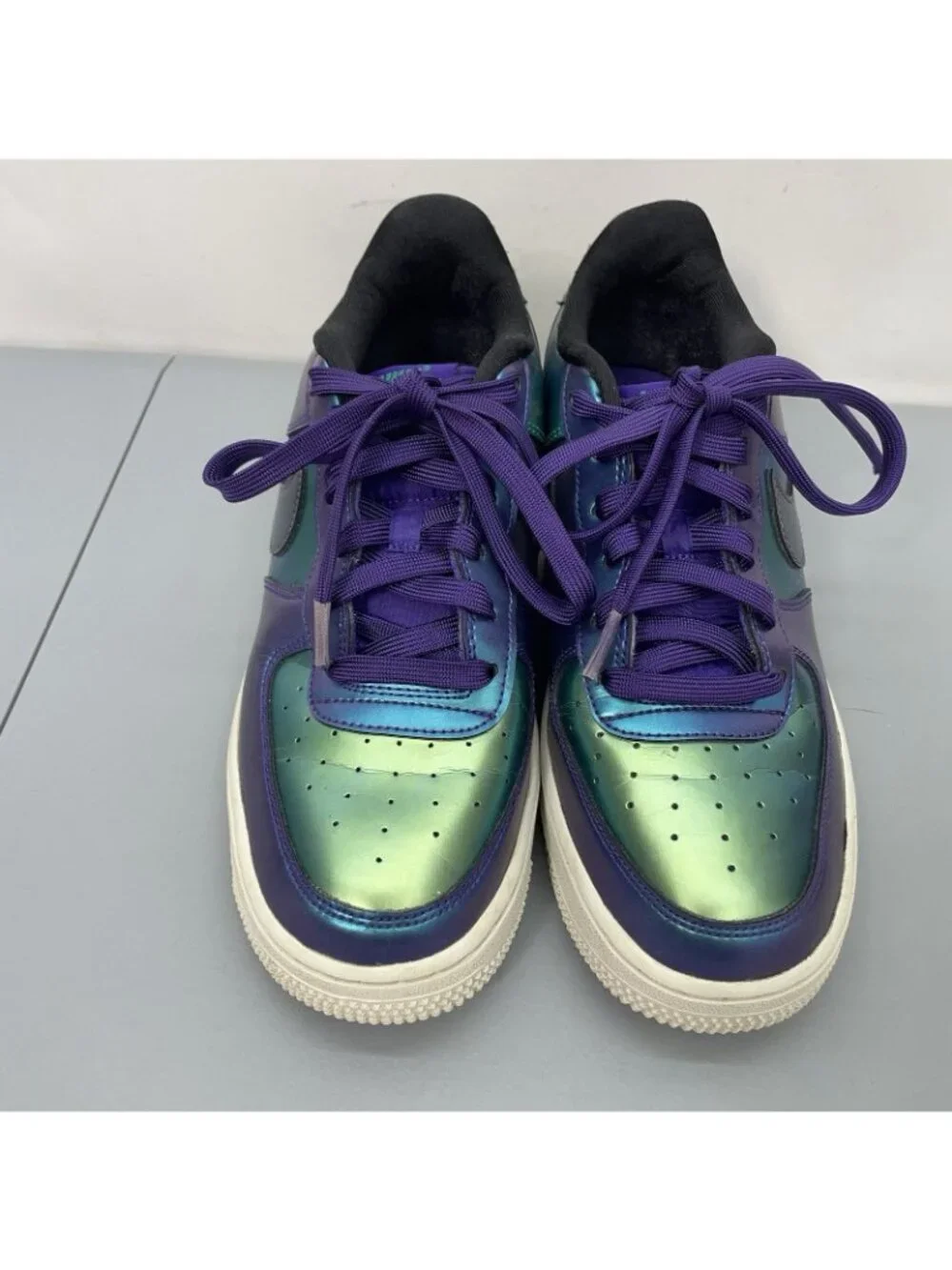 Nike AF1 Air Force 1 Low LV8 GS Sneakers Athletic Purple Neptune Green Kids 7